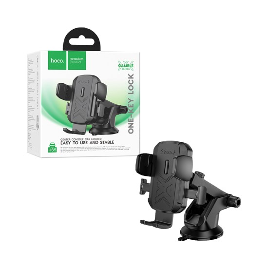 Suporte de Telefone para Carro Hoco H65 Gamble para Painel Preto Suporte de Telefone para Carro Hoco H65 Gamble para Painel Preto